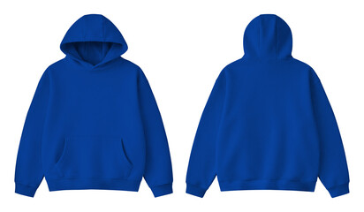Blank Blue Hoodie Front and Back Mockup Isolated on White Background © Drip