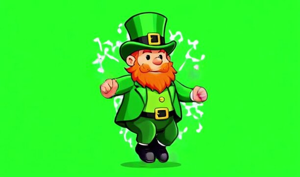 A playful cartoon leprechaun-like mechanic standing on a flat green background, wearing a green top hat and suit, holding a wrench, cheerful expression, clean vector look, crisp edges, 4K