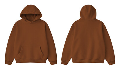 Blank Chocolate Brown Hoodie Front and Back Mockup Isolated on Transparent Background © Drip