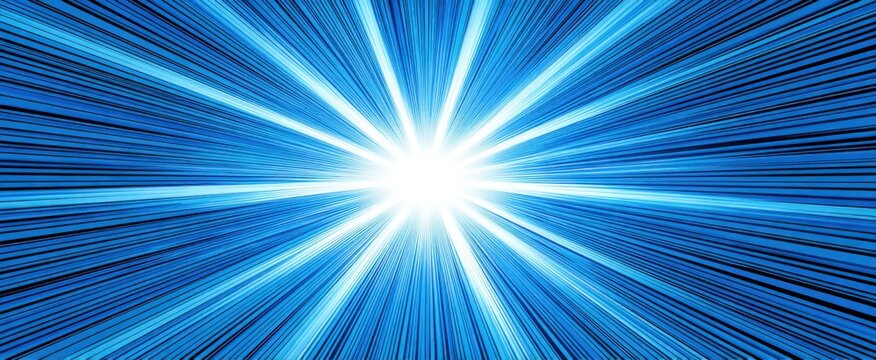anime blast shooting bright blue energy rays from the center in a dynamic comic burst