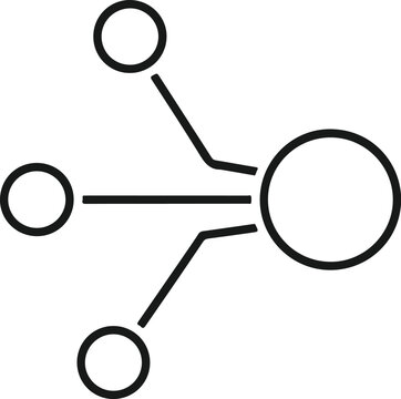 Minimalist consolidation icon showing multiple data points converging into single large circle representing integration and unified systems