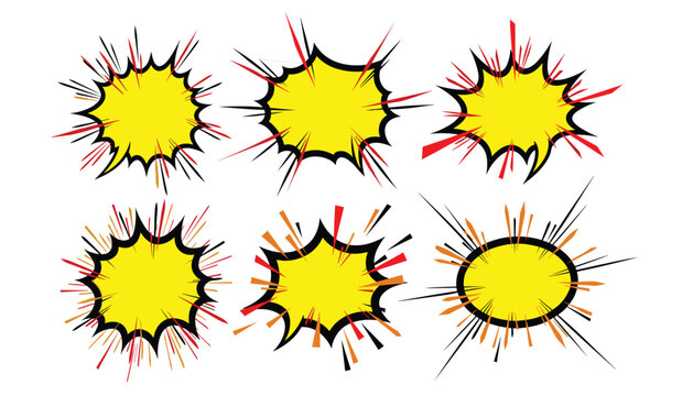 Vector set of comic book speech bubbles with explosion effect