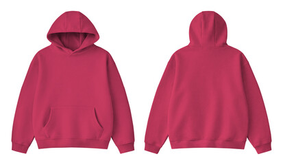 Blank Cozy Pink Hoodie Front and Back Mockup Isolated on Transparent Background © Drip