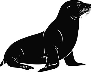 Realistic Sea Lion Silhouette Vector Illustration with Detailed Body Shape and Texture Isolated on Clean Background for Marine Design © Romana