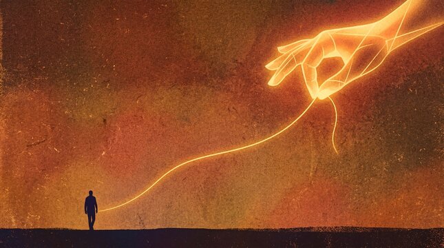 Abstract Grainy Flat Art Representing Fate, Unseen Guidance, and the Inevitable Future.