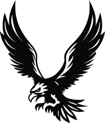 Obraz premium A striking black and white illustration of an eagle in flight