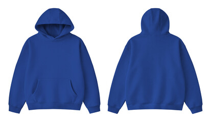 Blank Denim Blue Hoodie Front and Back Mockup Isolated on Transparent Background © Drip