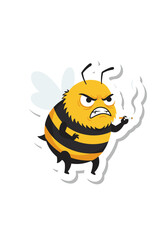 Naklejka premium Grumpy Smoker Bee Vector Sticker