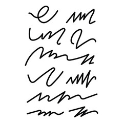 Obraz premium A collection of various black squiggles and scribbles on a white background forming an abstract pattern