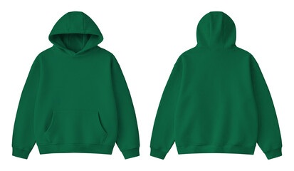 Blank Kelly Green Hoodie Front and Back Mockup Isolated on Transparent Background © Drip