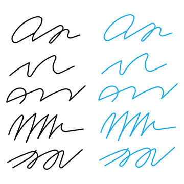 A comparative display of two distinct handwriting styles in cursive script