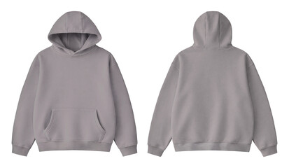 Blank Grey Hoodie Front and Back Mockup Isolated on Transparent Background © Drip