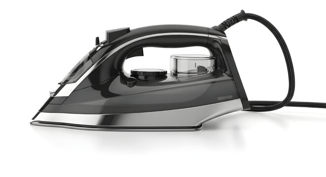 Modern steam iron on white background