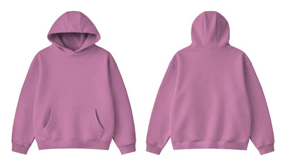 Blank Pink Hoodie Front and Back Mockup Isolated on Transparent Background © Drip