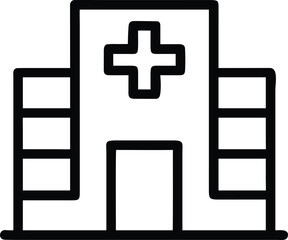 Obraz premium Hospital Building Icon with Medical Cross health