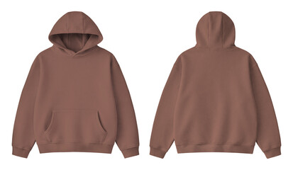 Blank Soft Brown Hoodie Front and Back Mockup Isolated on Transparent Background © Drip