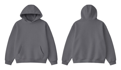 Blank Soft Gray Hoodie Front and Back Mockup Isolated on Transparent Background © Drip