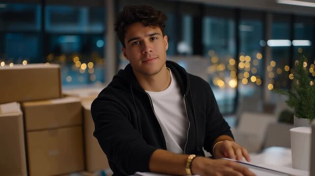 Young founder alone in empty accelerator space at dawn, boxes half unpacked, whiteboard still blank, coffee cooling as they stare at rejection letters, ideal for entrepreneurial perseverance and