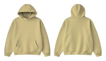 Blank Soft Yellow Hoodie Front and Back Mockup Isolated on Transparent Background © Drip