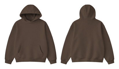 Blank Walnut Brown Hoodie Front and Back Mockup Isolated on Transparent Background © Drip