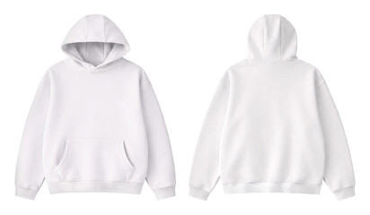 Blank White Hoodie Front and Back Mockup Isolated on Transparent Background © Drip