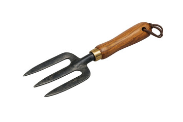 Obraz premium Garden hand fork with wooden handle isolated
