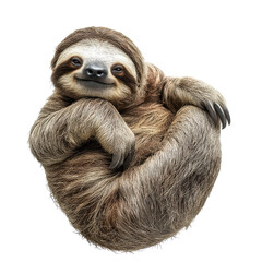 Fototapeta premium Sloth resting in a cozy position with a friendly expression during daylight hours in a natural setting