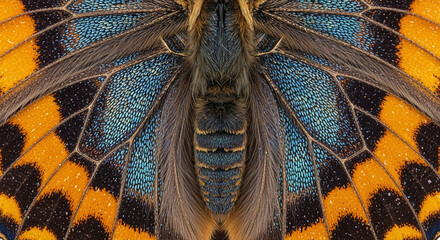 A close-up view of a butterfly's vibrant wings showcasing its intricate patterns and colors © Muhammad