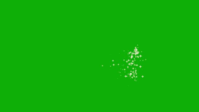Glittering Star Line and Circle Sparkles Animation, Twinkle Magic Golden Twinkling Star Trail and Magic Sparkle Particles on Green Screen Background, Pixie  for Easy Chroma Keying, 4K  Starry Overlay