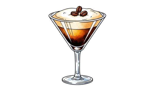 A delicious espresso martini cocktail with coffee beans on top