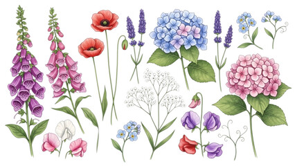 Fototapeta premium A vibrant floral arrangement of colorful flowers and lush greenery displayed on a table indoors.