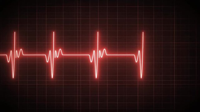 Red Heartbeat EKG Pulse Monitoring on Digital Grid