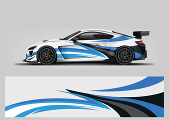 blue stripe car livery graphic vector. abstract background design for vehicle vinyl wrap © Lancar
