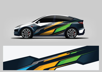 Fototapeta premium Racing Car Wrap Design, Vector Livery Template, Sport Stripe Graphics, Abstract Background, Car Decal