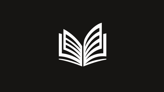 Open book icon on black background. Simple vector graphic for education, knowledge, learning, literature, and study concepts.
