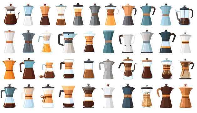 Collection of coffee makers and teapots.