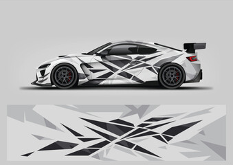 Fototapeta premium Racing Car Wrap Design, Vector Livery Template, Sport Stripe Graphics, Abstract Background, Car Decal