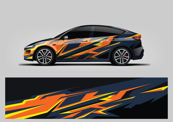 Fototapeta premium Racing Car Wrap Design, Vector Livery Template, Sport Stripe Graphics, Abstract Background, Car Decal