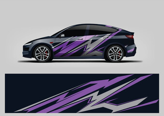 sport car livery vector. abstract purple background for vehicle wrap design © Lancar