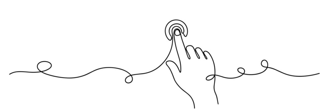 Index finger tapping circular button on continuous line, none editable strokes