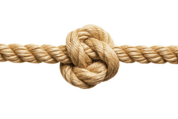 Fototapeta premium Close Up Natural Jute Rope Tied In Overhand Knot On Black Background, Png On White Background, Isolated on Transparent Background, Cut Out