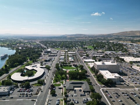 Central Richland, WA - Aerial Views near Federal Building / John Dam Plaza