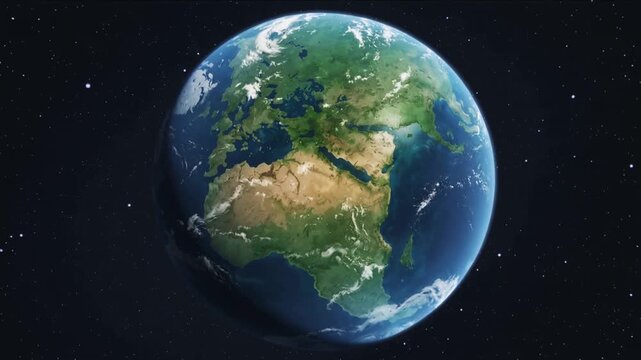 View of Earth from space showing continents, oceans, and atmosphere clearly Generative AI