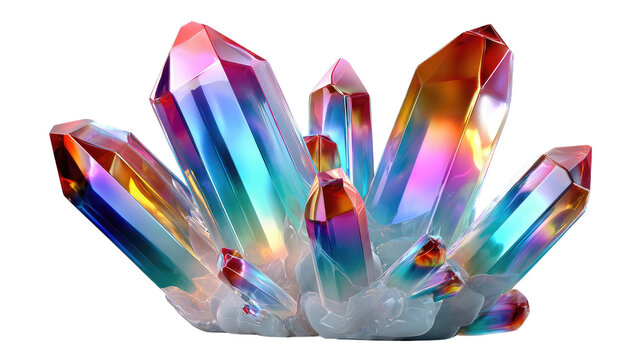 Celestial Rainbow Crystal Cluster: Captivating and radiant, this dazzling crystal cluster shimmers with an array of vibrant colors, evoking a sense of wonder and enchantment. 