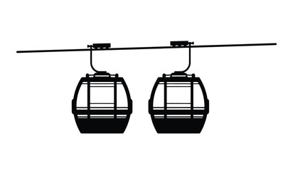 Silhouette of two cable car cabins suspended from a cable urban transportation silhouette © Lsg 21