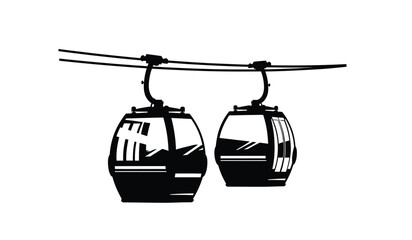 Silhouette of two cable car cabins suspended from cables © Lsg 21