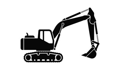 Silhouette of a black excavator on a white background © Lsg 21