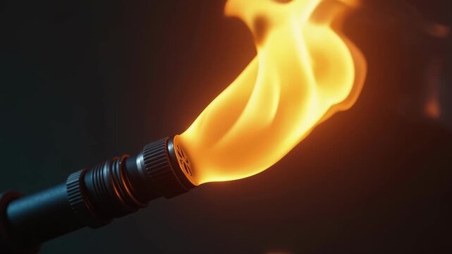 Vibrant Flame Igniting from a Torch with Dynamic Glow and Motion