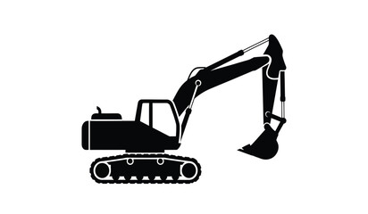 Silhouette of a black excavator on a white background heavy machinery silhouette © Lsg 21