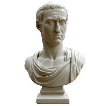 Gaius Julius Caesar roman general marble bust statue isolated on white, transparent. Ancient sculpture, 3d	
